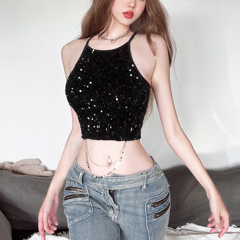 Womens Sexy Chic Metal Chain Backless Camisole