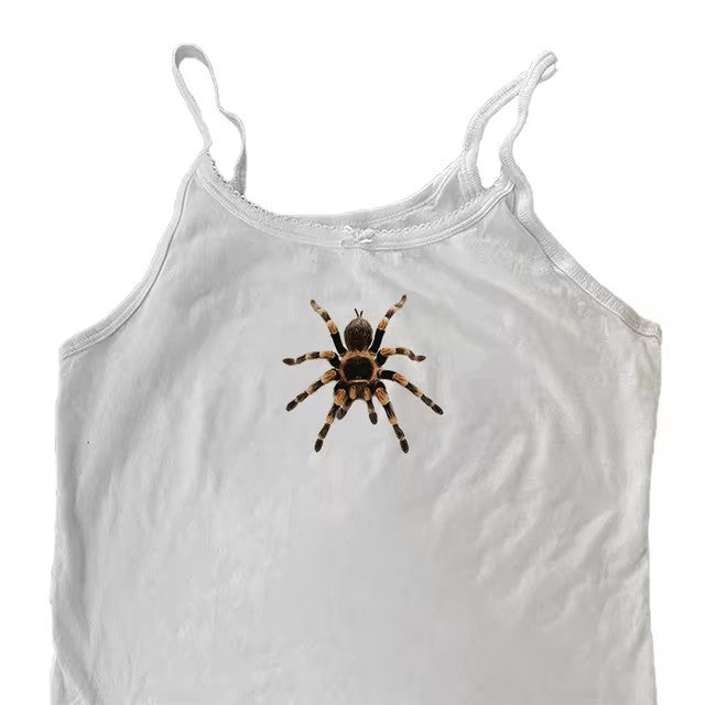 Cute Spider Print Pattern Lace White Lace American Style