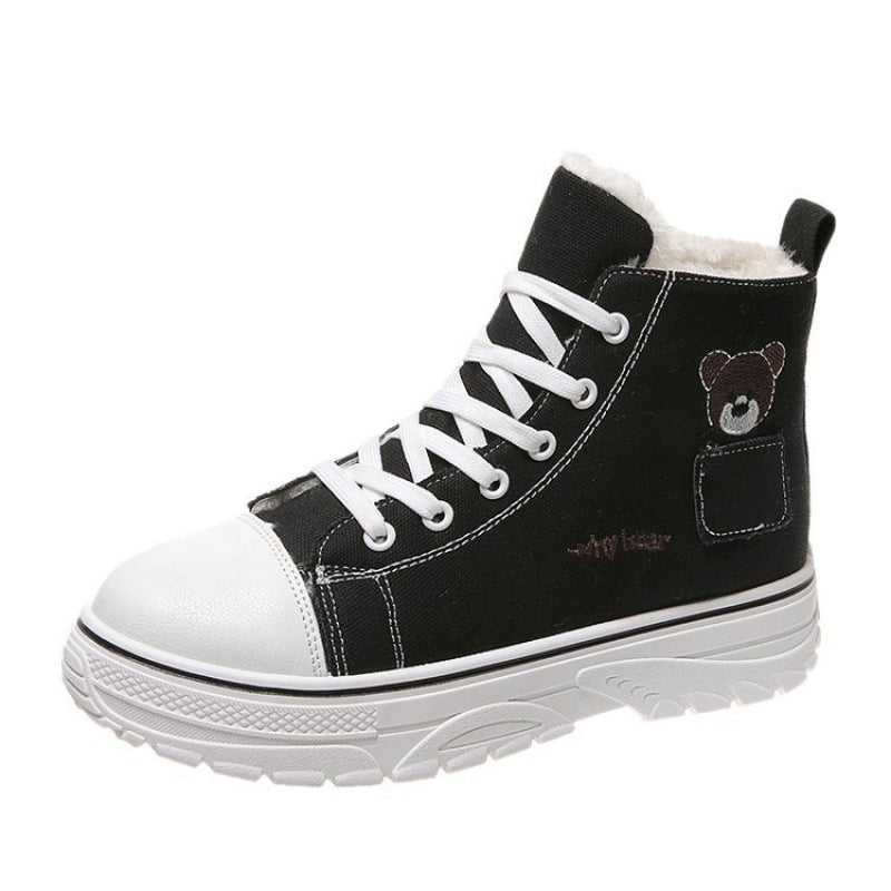 Fashion Martin Boots Women's Mid-heel Thick Canvas