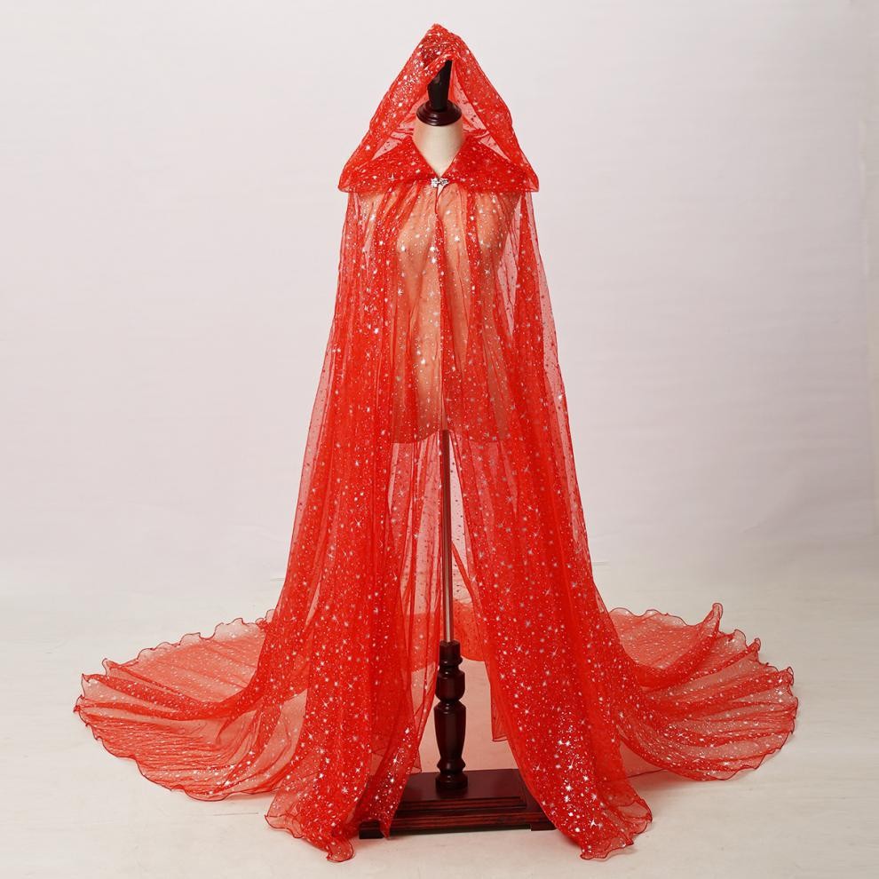 Stage Costume Shiny Bronzing Hooded Cape