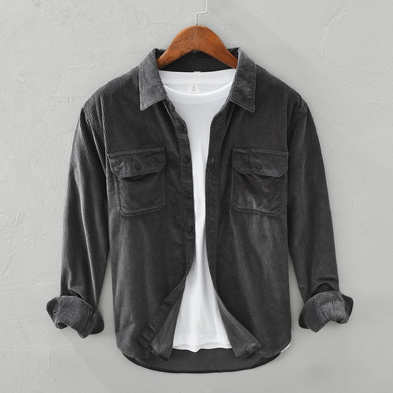 Spring Students Hong Kong Style Fashion Brand All-matching Loose Solid Color Work Clothes Shirt Coat