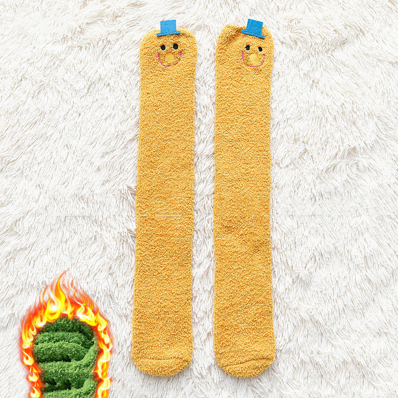 Coral Velvet Calf Socks Female Cartoon Lovely