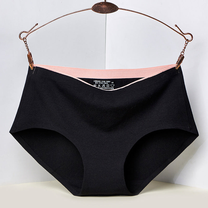 Pure Cotton Underwear Girls' Mid-waist Solid Color Antibacterial Breathable Sexy Hip Lifting Seamless Briefs