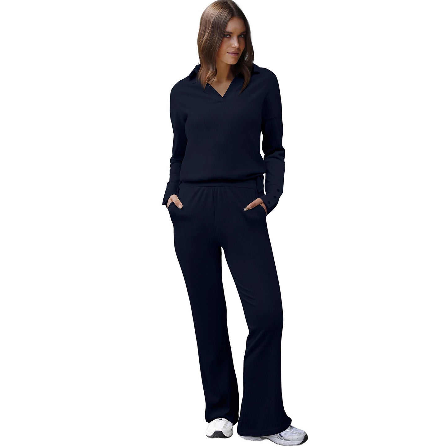 Women's Sportswear Long-sleeve Top And Pants Two-piece Set