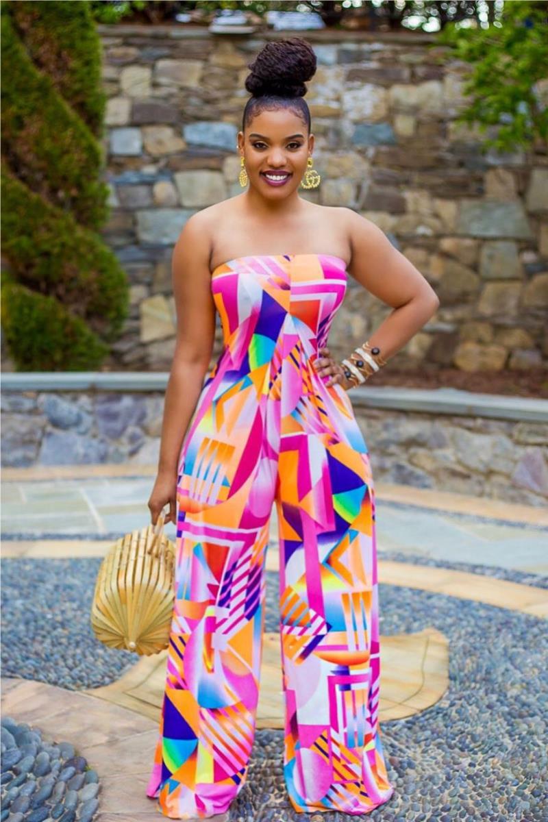 Dame Ny Hot Sexet Modenyhed Jumpsuit Med Print Og Store Ærmer