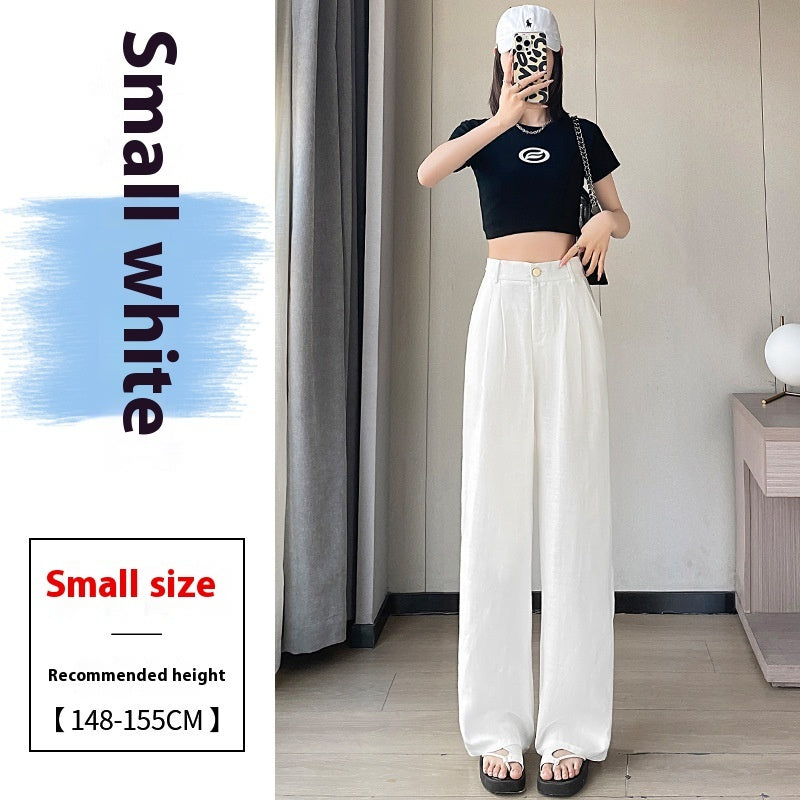 Linen Wide-leg Pants Ice Silk High Waist Straight Casual Pants