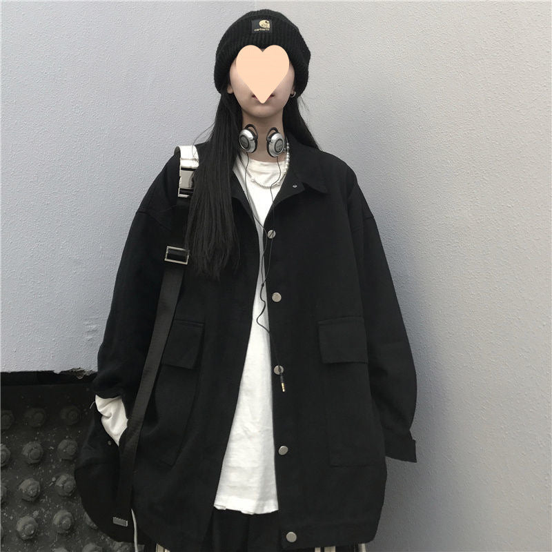 Women's Versatile Solid Color Long Sleeve Coat