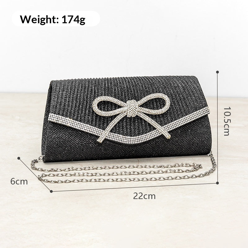 European And American Exquisite Full Diamond Bow Handbag