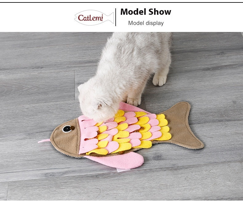 Jouet d'entraînement pour chat en forme de poisson avec couverture odorante Bol à nourriture jouet