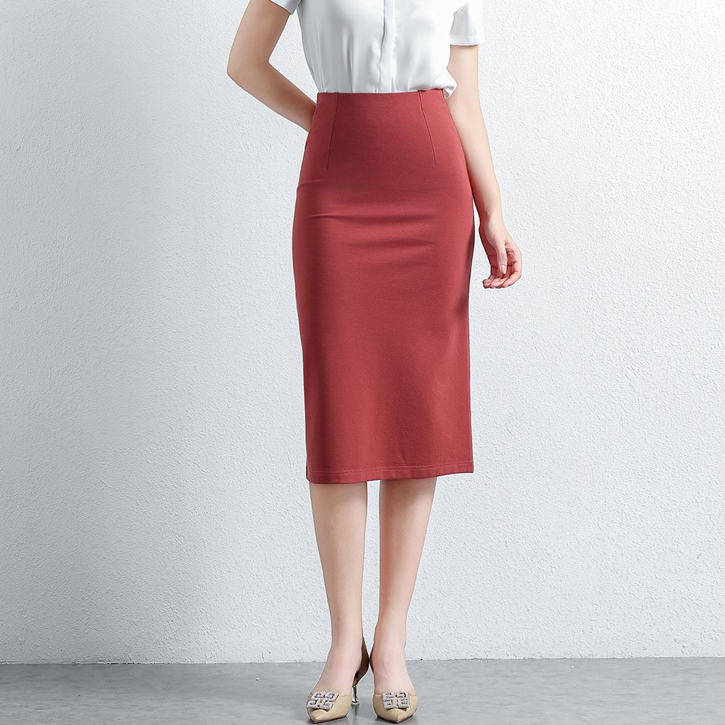 Black A- Line Skirt High Waist Slimming Knitted