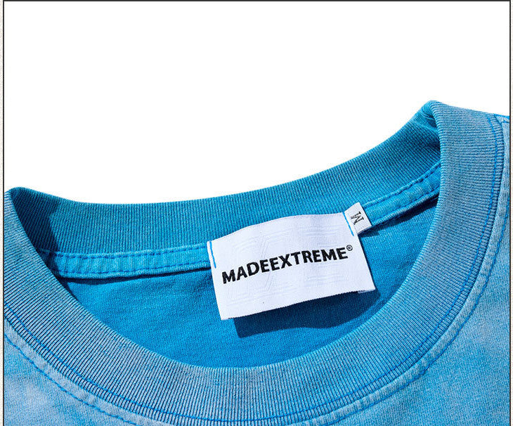 Street Cotton Washed And Worn Monkey Wash Printed Top