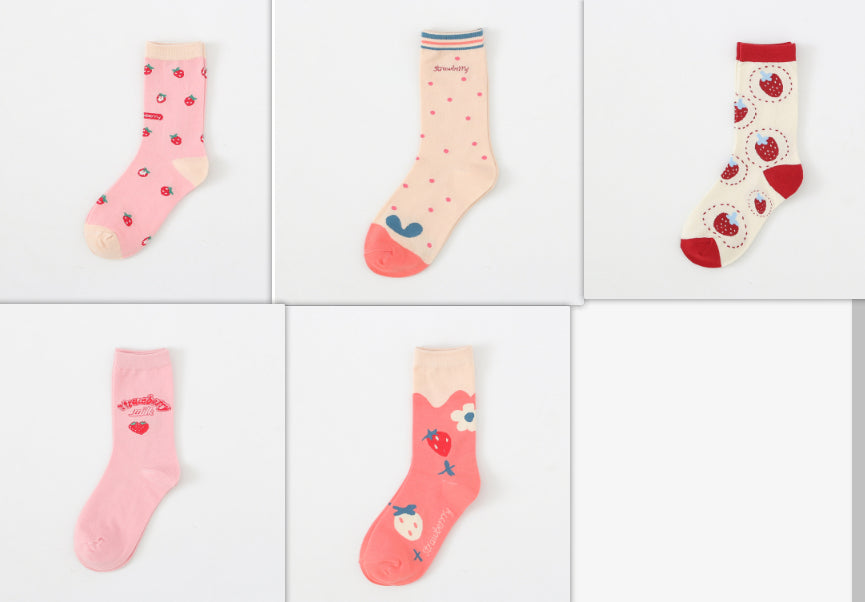 Women's Cotton Breathable Sports Strawberry Socks