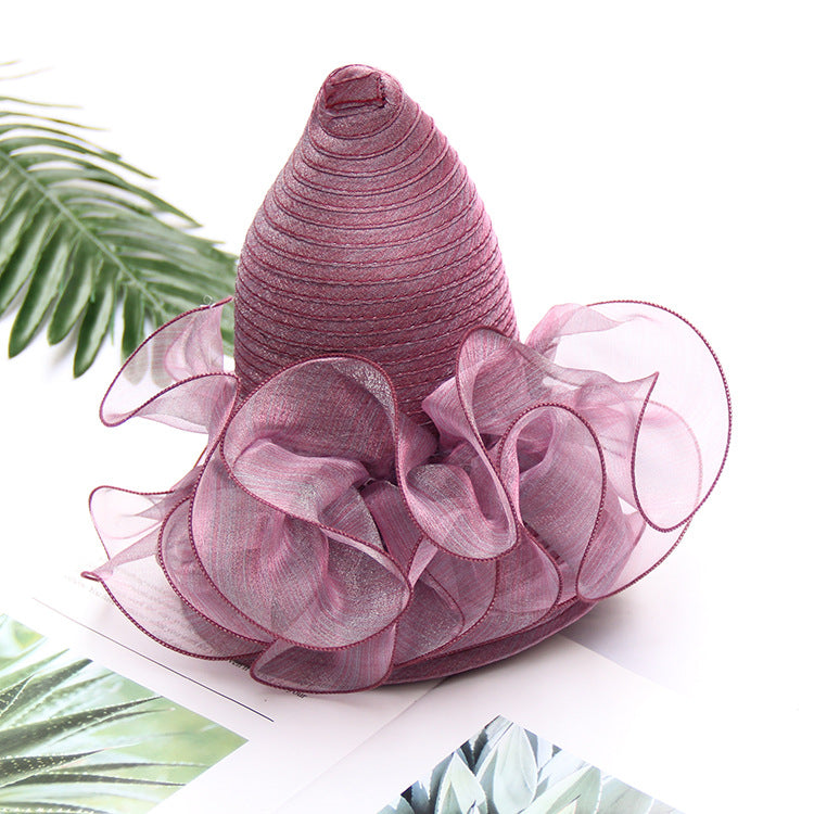 South Korea's New Lace Sunshade Hat Women's Organza Large Edge Foldable