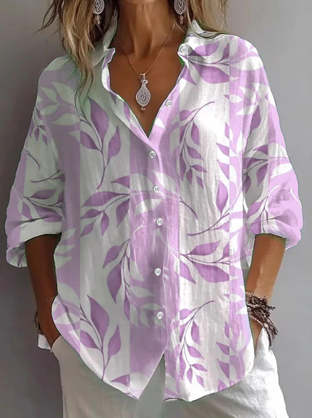 Spring Bestseller Women's Solid Color Linen Long Sleeve Casual Shirt