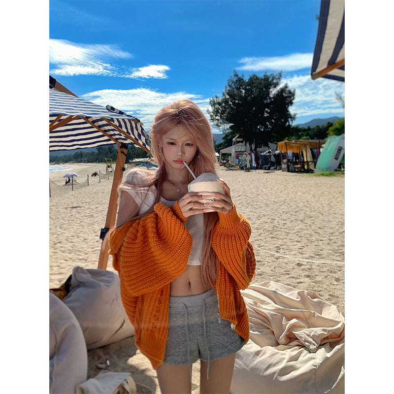 American Idle Style Twist Knitted Hooded Sweater