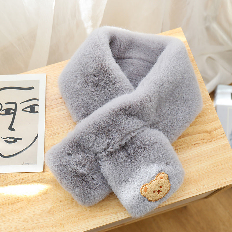 Women's Winter Korean Style All-match Plush Bear Scarf