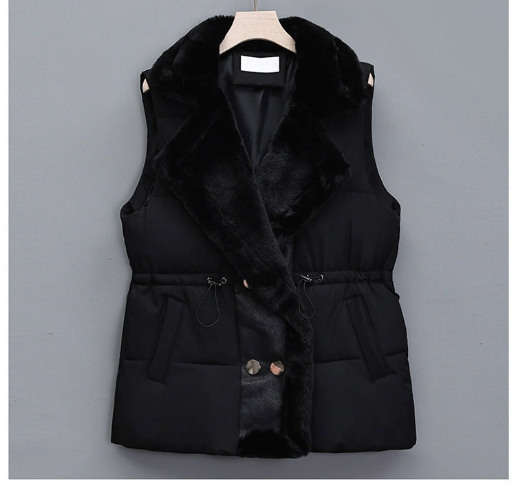 Thick Thermal Vest Korean Style Mid-length Versatile Solid Color