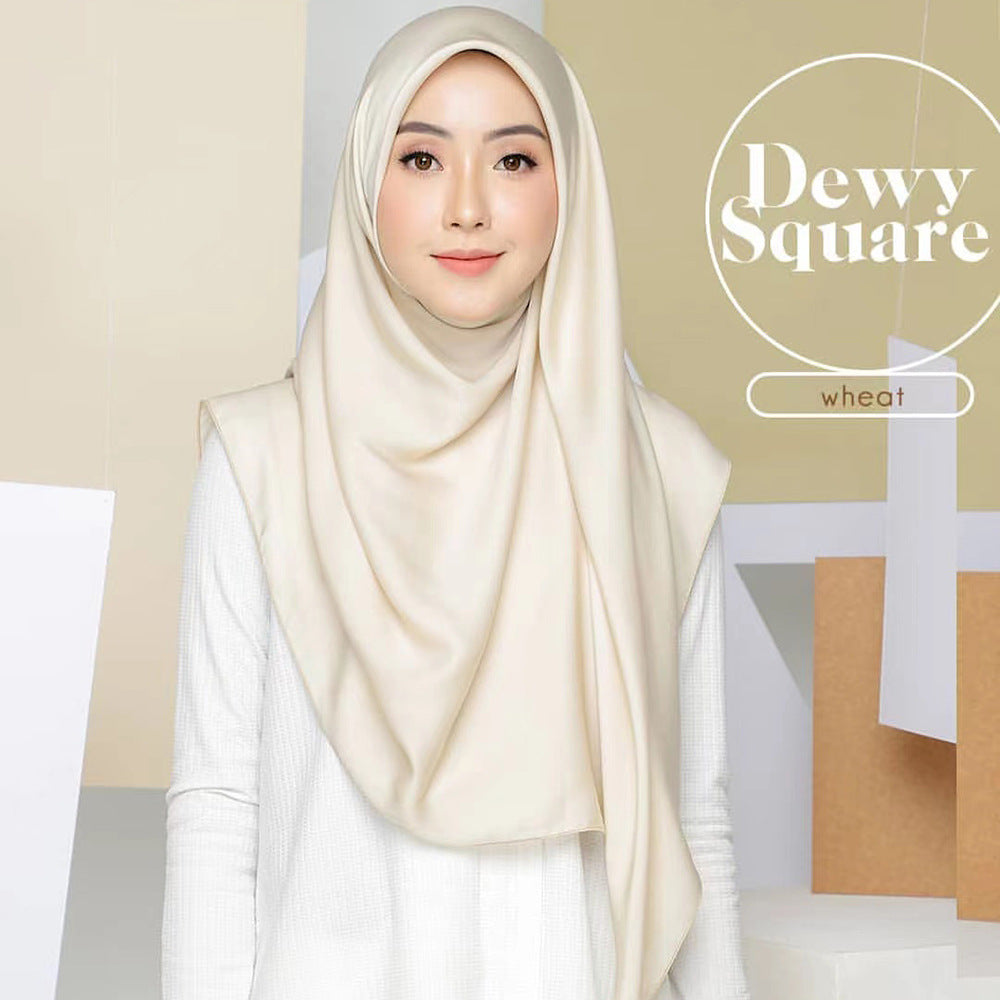 Solid Color Casual Malay Scarf Satin Shawl
