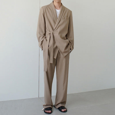 Design Side Belt Suit Men's Jacket