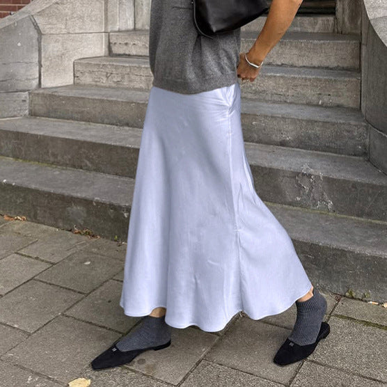 Women's Simple Slim Fit Long High Waist Skirt