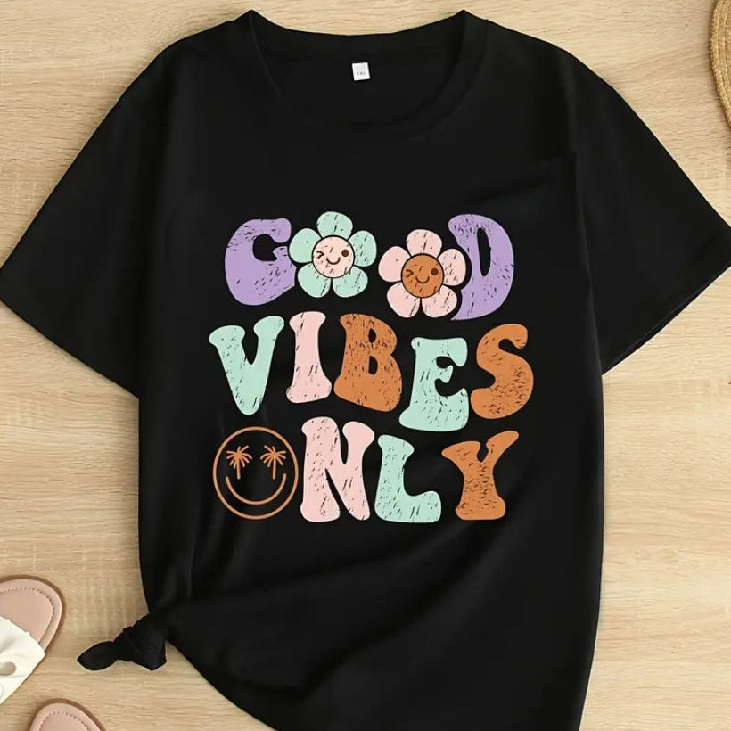 European And American Digital Printing Casual Round Neck T-shirt