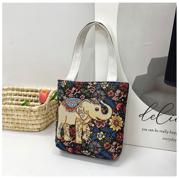 Gold Silk Double-sided Embroidered Small Square Bag Ethnic Style Leisure