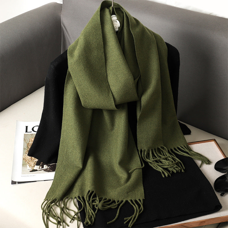 Solid Color Maillard Scarf Cashmere-like Women Warm Shawl