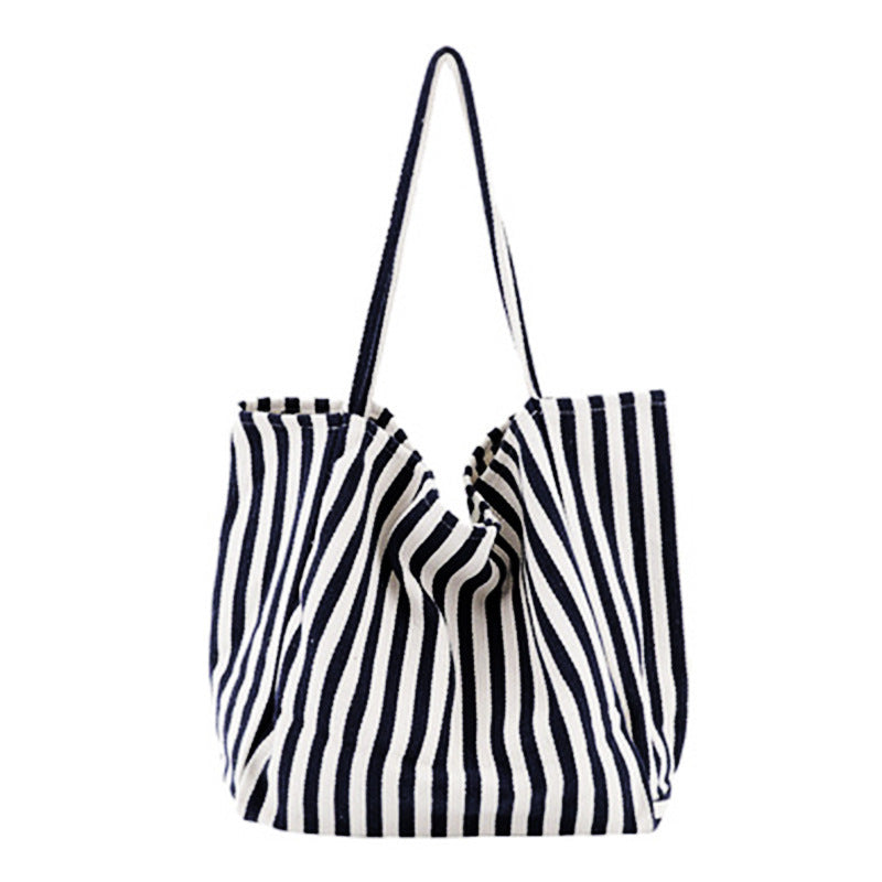 Retro Canvas Large Capacity Women's Fashion Stripe Shoulder Bag