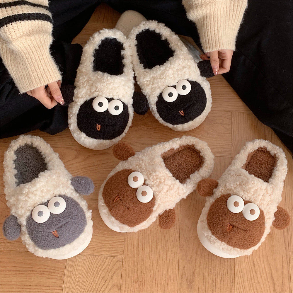 Cute Big Eyes Sheep Home Warm Cotton Slippers Winter