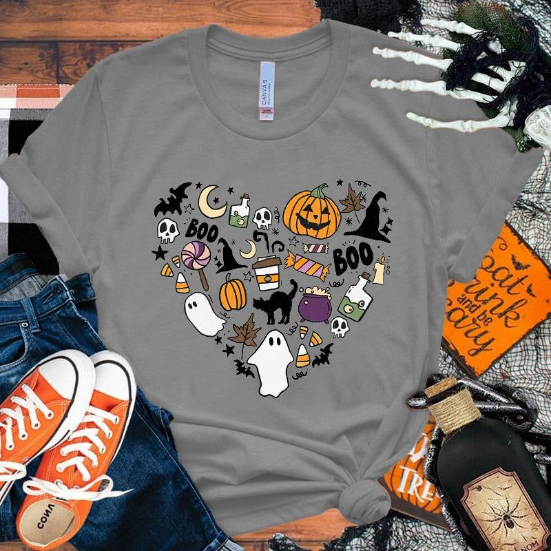 Halloween Boo Græskar Kærlighed T-shirt Mænd Kvinder