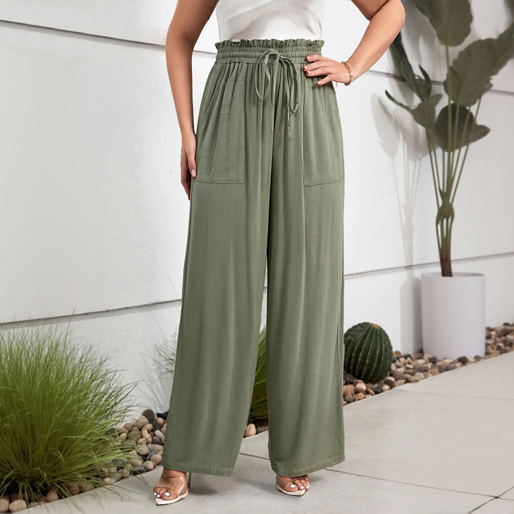 Waist-cinching Drawstring Elastic Waist With A Draped Feel, Comfortable And Slimming, Versatile Casual Wide-leg Pants For Women