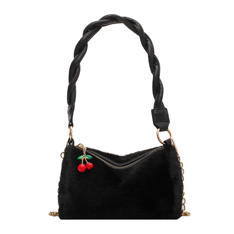 Fashion Small Square Bag With Cherry Pendant