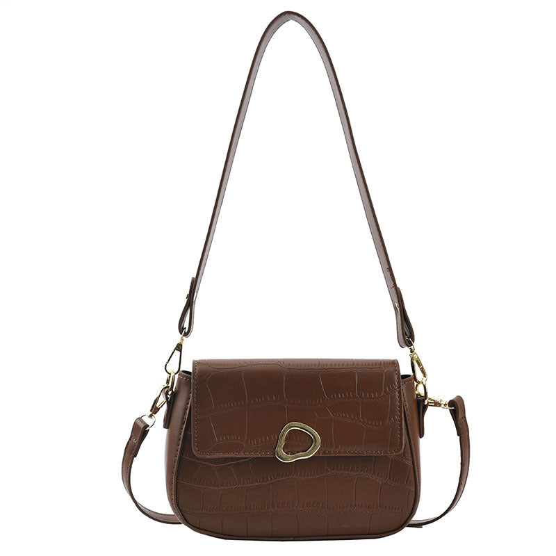 Personality Stone Pattern Stone Cracked Shoulder Bag With Stitching
