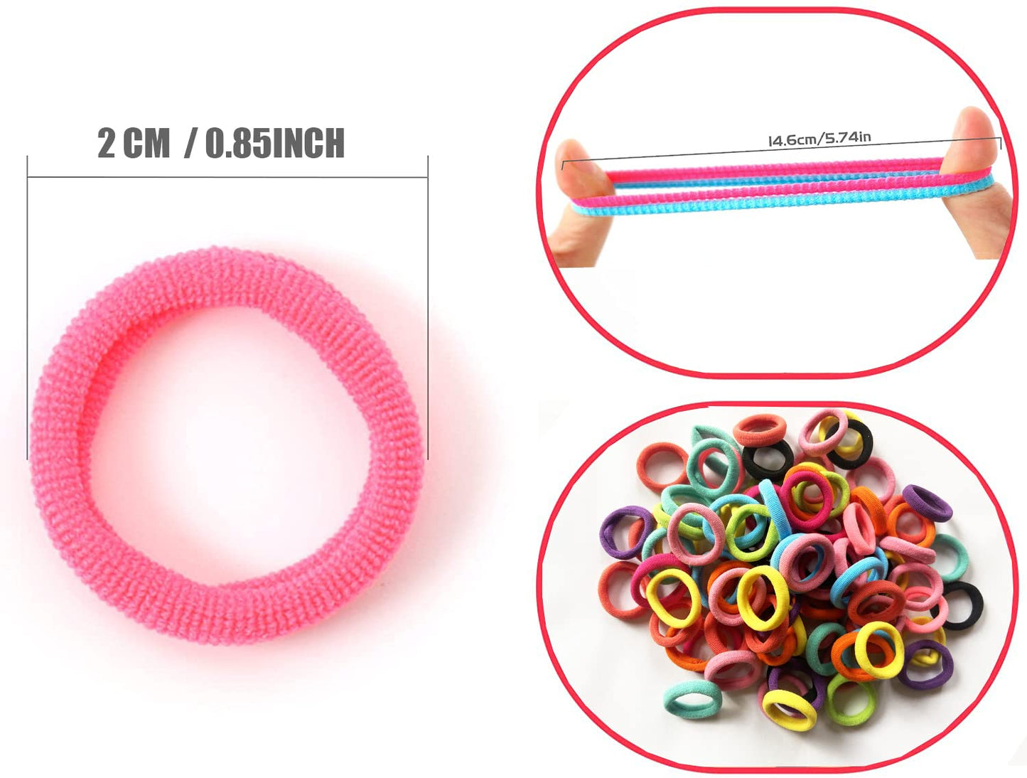 100 Pcs Baby Hair Ties, Seamless Cotton Toddler Hair Ties For Girls And Kids, Multicolor Small Soft Hair Elastics Ponytail Holders 10Colors