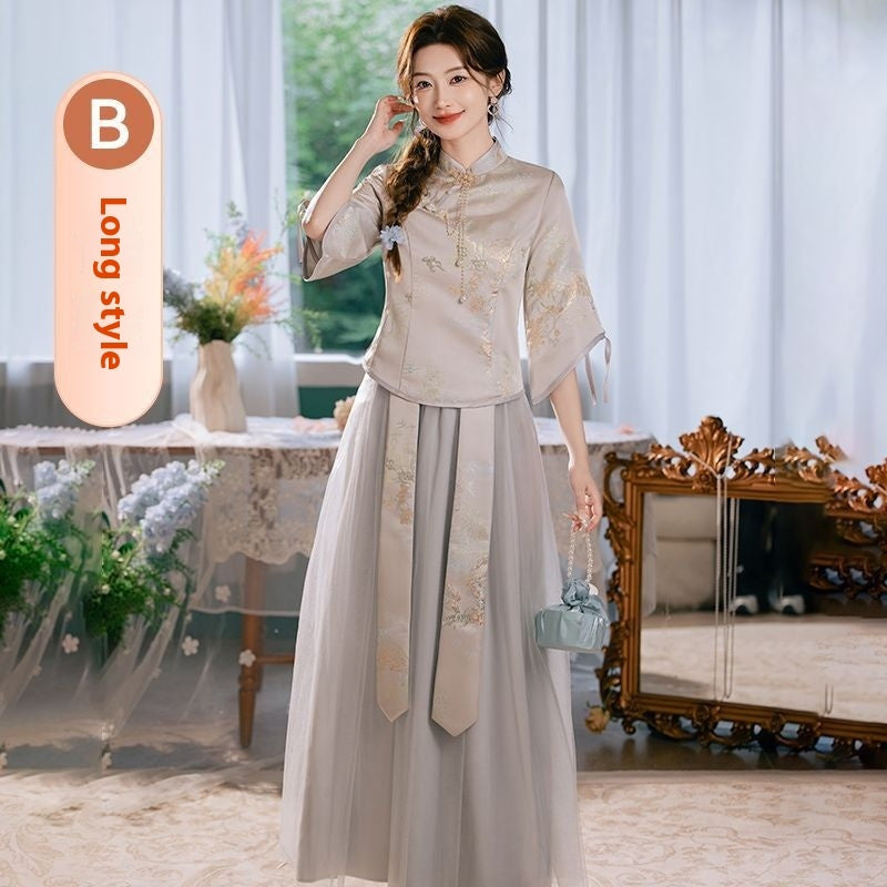 Polyester Women's Chinese Style Bridesmaid Dress
