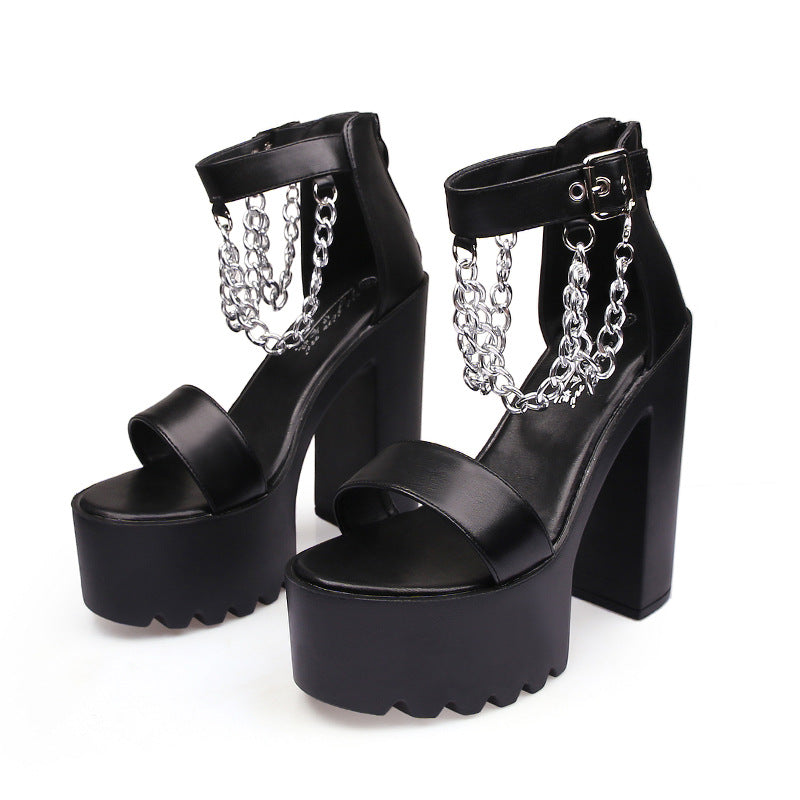 Chunky Heel Waterproof Platform Pole Dance High Heels 14cm