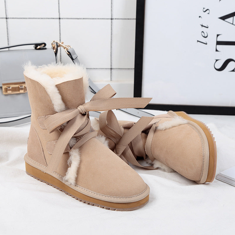 Northeast Winter Bow And Velvet Short Tube Warm Short Boots