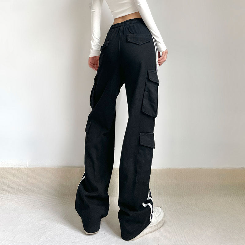Hip-hop stribet overalls med farvekontrast