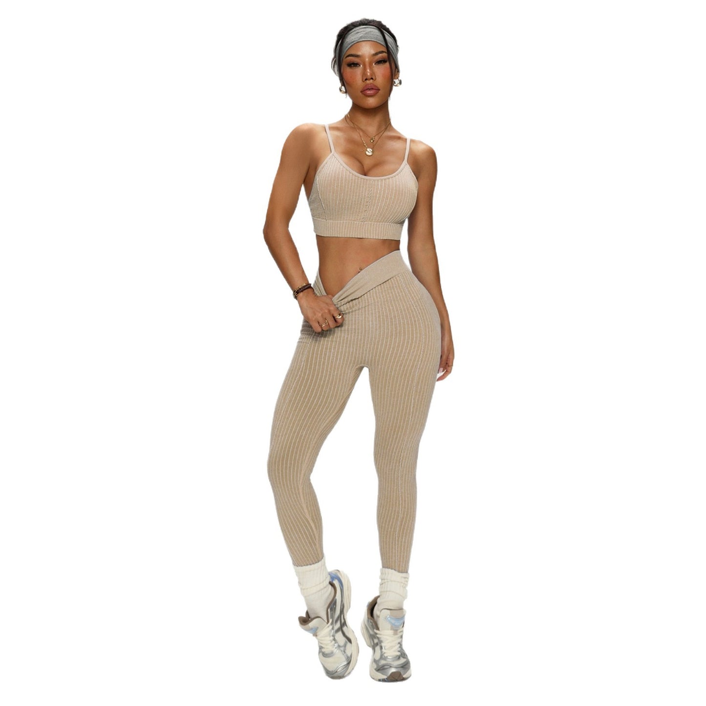 Womens Shock-Proof Seamless Yoga Running Fitness Outfit