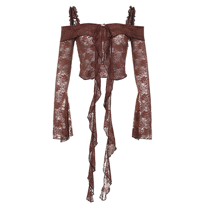 Women's Ins Street Retro Lace Shirt Women's Short Top