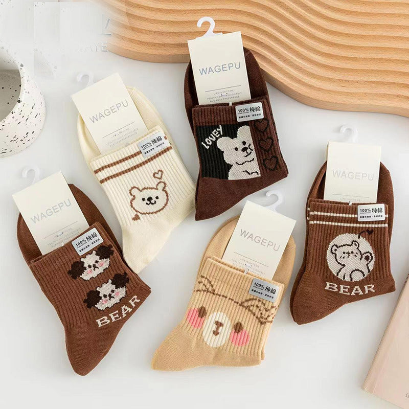 Cartoon Bear Ins Three-dimensional Flower Tulip Stockings Female