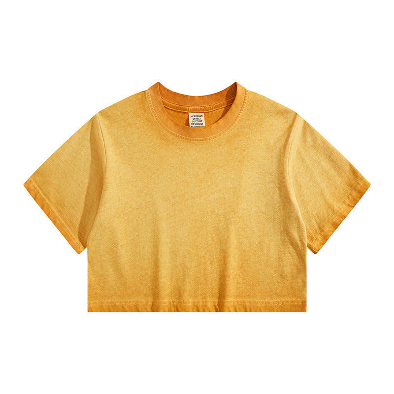 Distressed Colorful Frayed Cropped T-shirt Hip-hop