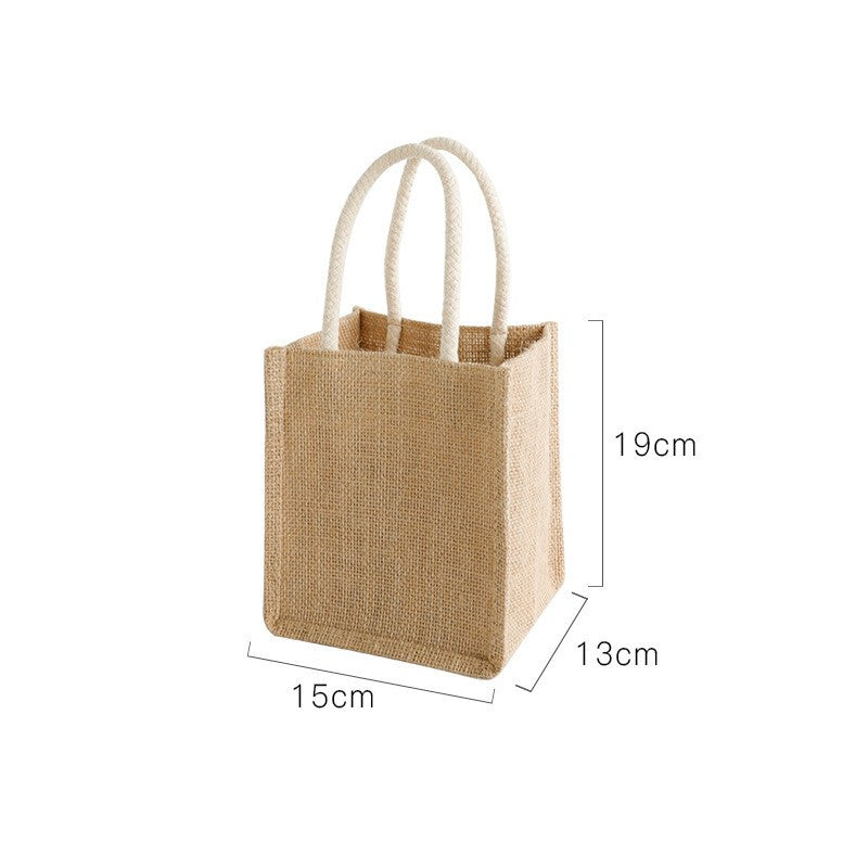 Handmade Jute Handbag With Printed Linen