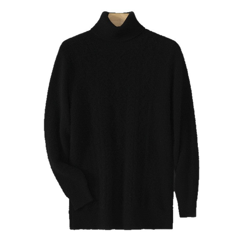 Business-casual High-neck Jacquard Thickened Loose-fitting Pullover Sweater