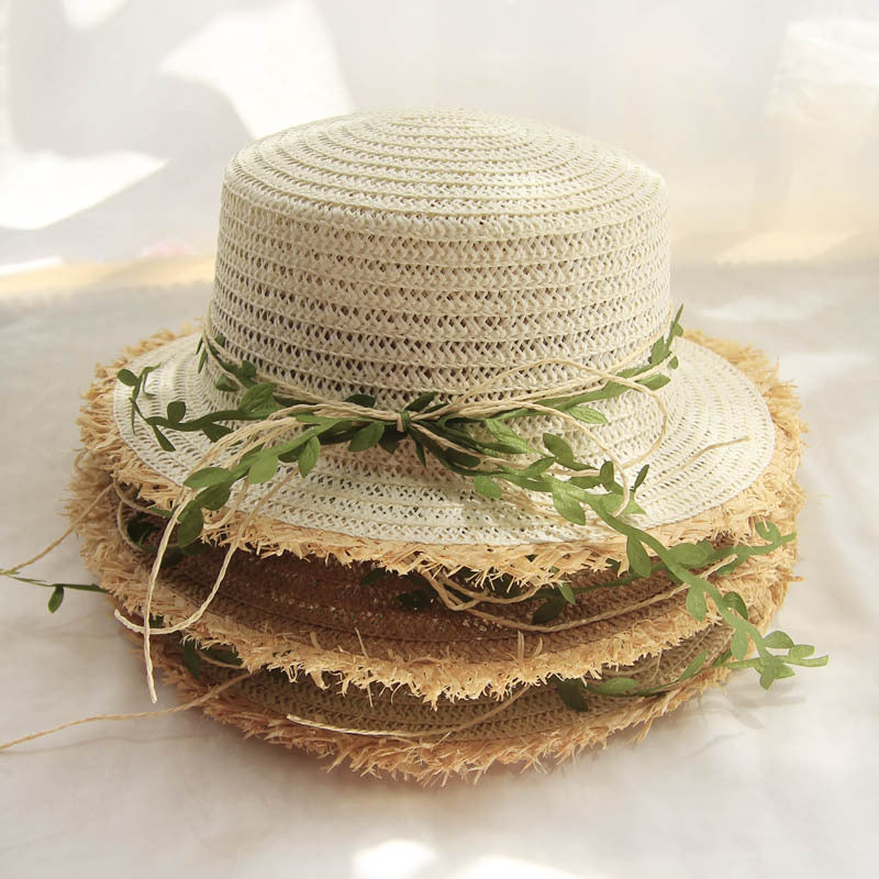 New Straw Hat Female Rattan Bow Sun Summer