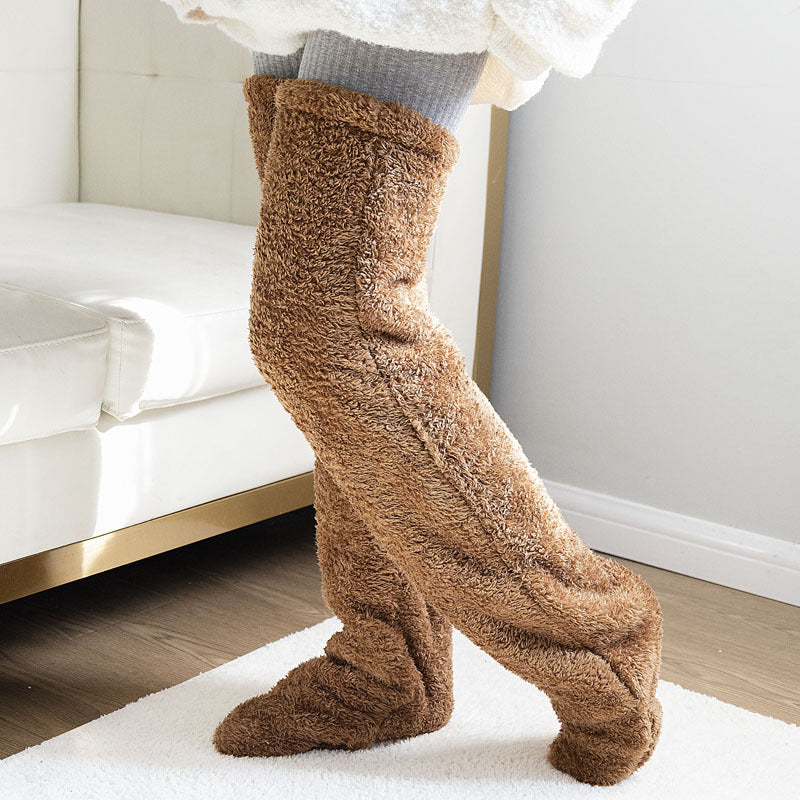 Insulated Thigh-high Socks With Knee Warmers For Extra-thick Knee Joint Protection
