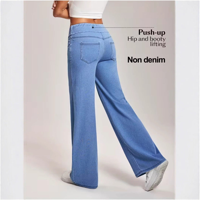 Stylish Elegant And Comfortable Faux Denim Jeans With A Digital Print