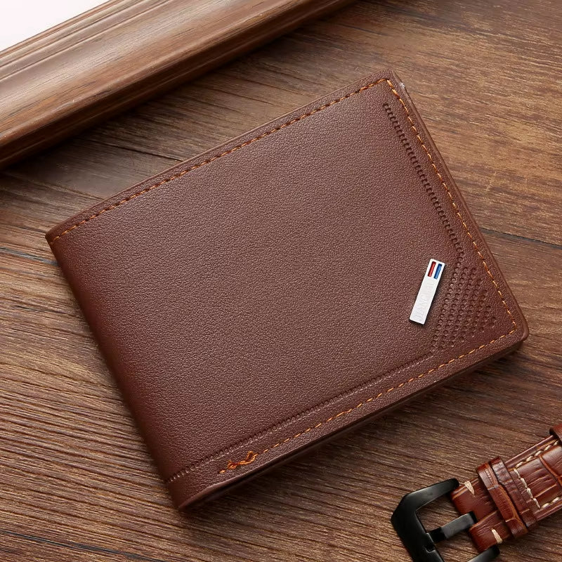 New Men'S Wallet Short Wallet Men'S Youth Fashion Thin Multi Card Large Capacity Horizontal Business Soft Leather Wallet
