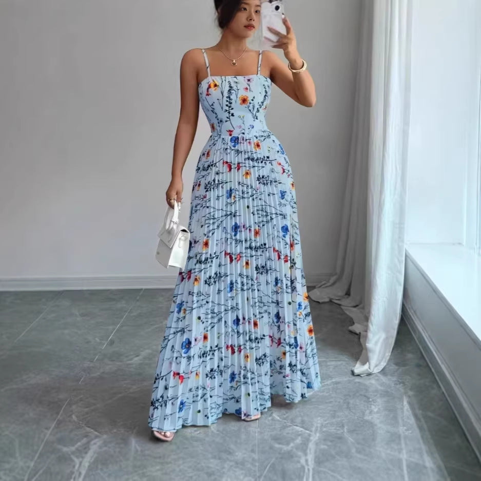 Elegant And Chic Printed Strap Dress For Women