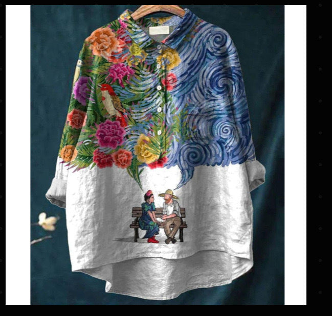 Ladies Fashion New Casual Shirt Animal Print Shirt